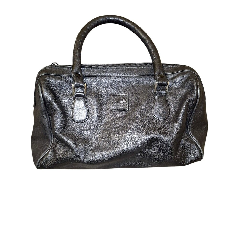 GIANI BERNINI Softest Leather Med Black Double Handle Zip Closure Handbag Purse